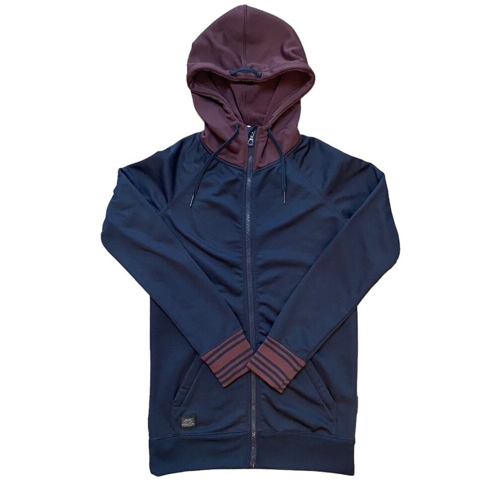 Armada Full Zip Hoodie Mens Small Navy Blue Maroon Long Sleeve